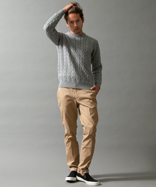 BEAUTY&YOUTH UNITED ARROWS（ビューティーアンドユースユナイテッドアローズ）の「BY ノーブル ケーブル ニット ◆（ニット/セーター・メンズ・ネイビー/ホワイト/グレー/レッド・SMALL/LARGE/X-LARGE/MEDIUM）」の19枚目の写真