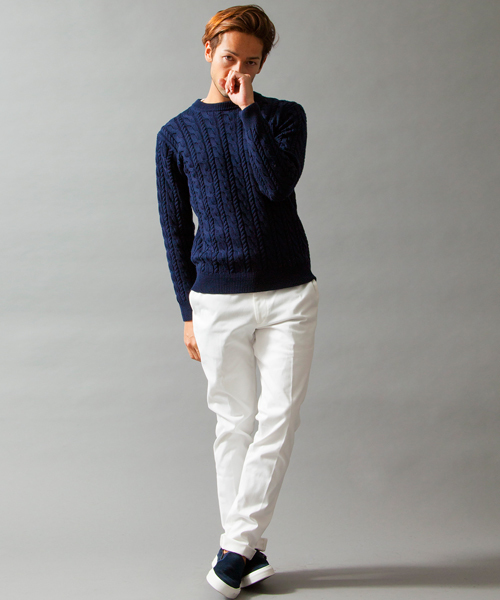 BEAUTY&YOUTH UNITED ARROWS（ビューティーアンドユースユナイテッドアローズ）の「BY ノーブル ケーブル ニット ◆（ニット/セーター・メンズ・ネイビー/ホワイト/グレー/レッド・SMALL/LARGE/X-LARGE/MEDIUM）」の20枚目の写真