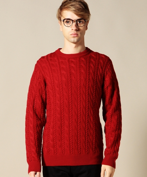 BEAUTY&YOUTH UNITED ARROWS（ビューティーアンドユースユナイテッドアローズ）の「BY ノーブル ケーブル ニット ◆（ニット/セーター・メンズ・ネイビー/ホワイト/グレー/レッド・SMALL/LARGE/X-LARGE/MEDIUM）」の11枚目の写真