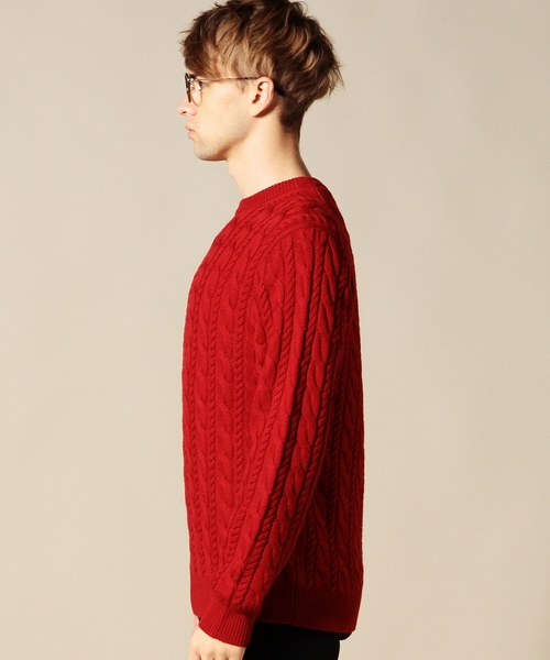 BEAUTY&YOUTH UNITED ARROWS（ビューティーアンドユースユナイテッドアローズ）の「BY ノーブル ケーブル ニット ◆（ニット/セーター・メンズ・ネイビー/ホワイト/グレー/レッド・SMALL/LARGE/X-LARGE/MEDIUM）」の12枚目の写真