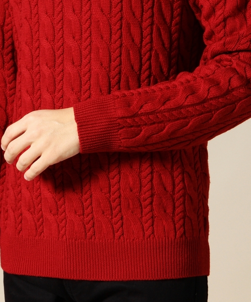 BEAUTY&YOUTH UNITED ARROWS（ビューティーアンドユースユナイテッドアローズ）の「BY ノーブル ケーブル ニット ◆（ニット/セーター・メンズ・ネイビー/ホワイト/グレー/レッド・SMALL/LARGE/X-LARGE/MEDIUM）」の14枚目の写真