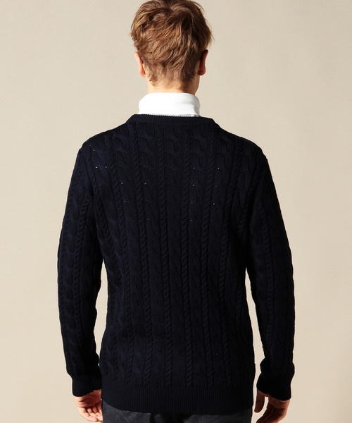 BEAUTY&YOUTH UNITED ARROWS（ビューティーアンドユースユナイテッドアローズ）の「BY ノーブル ケーブル ニット ◆（ニット/セーター・メンズ・ネイビー/ホワイト/グレー/レッド・SMALL/LARGE/X-LARGE/MEDIUM）」の9枚目の写真