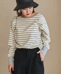 coen（コーエン）の「ボーダーラウンドヘムチュニックTシャツ（Tシャツ/カットソー）」