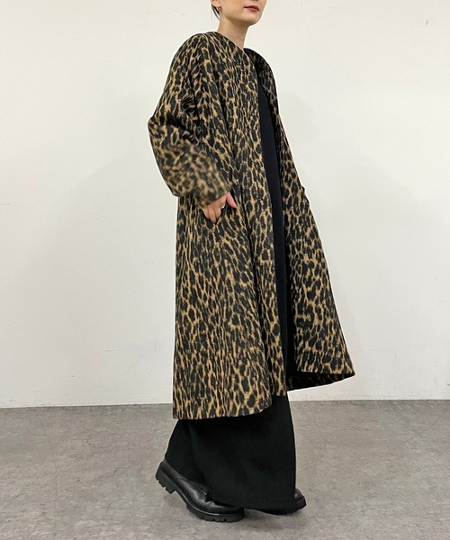 Omekashi（オメカシ）の「ノーカラーAラインコート（ノーカラーコート・レディース・ブラウン/ブラック/アイボリー・FREE）」の3枚目の写真