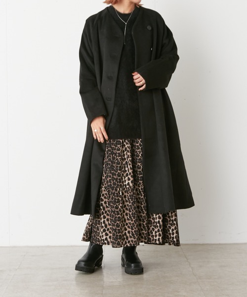 Omekashi（オメカシ）の「ノーカラーAラインコート（ノーカラーコート・レディース・ブラウン/ブラック/アイボリー・FREE）」の12枚目の写真