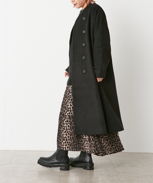 Omekashi（オメカシ）の「ノーカラーAラインコート（ノーカラーコート・レディース・ブラウン/ブラック/アイボリー・FREE）」の13枚目の写真