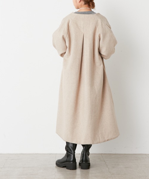 Omekashi（オメカシ）の「ノーカラーAラインコート（ノーカラーコート・レディース・ブラウン/ブラック/アイボリー・FREE）」の6枚目の写真