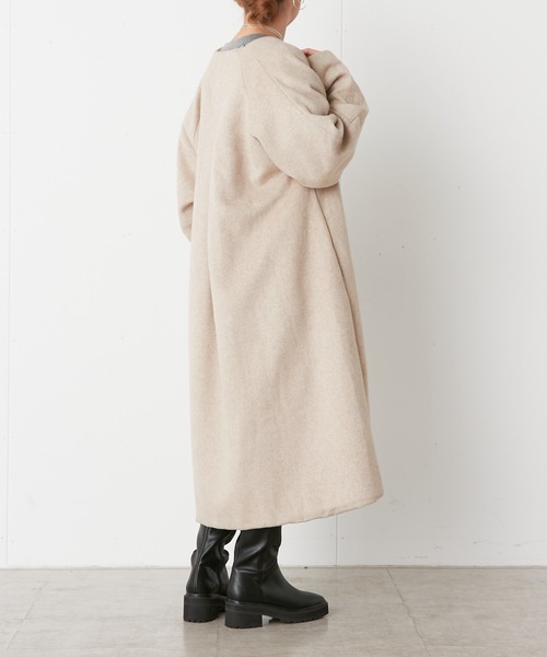 Omekashi（オメカシ）の「ノーカラーAラインコート（ノーカラーコート・レディース・ブラウン/ブラック/アイボリー・FREE）」の7枚目の写真