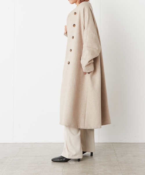 Omekashi（オメカシ）の「ノーカラーAラインコート（ノーカラーコート・レディース・ブラウン/ブラック/アイボリー・FREE）」の10枚目の写真