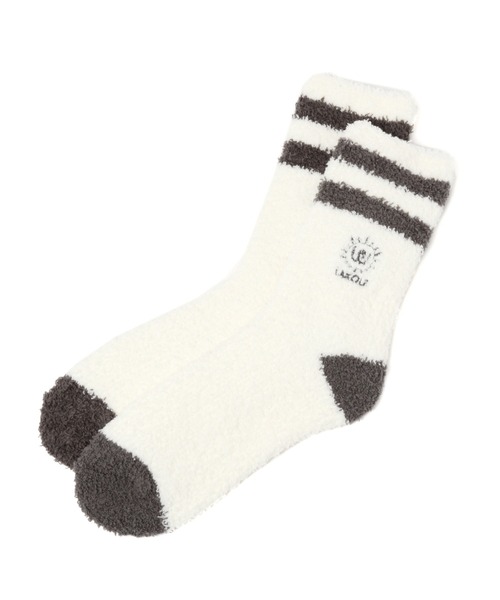 LAKOLE(ラコレ)の「ライン柄ショートルームソックス / 216586(ソックス/靴下・レディース・ベージュ/ピンク/グリーン/チャコール・MEDIUM/LARGE)」の1枚目の写真