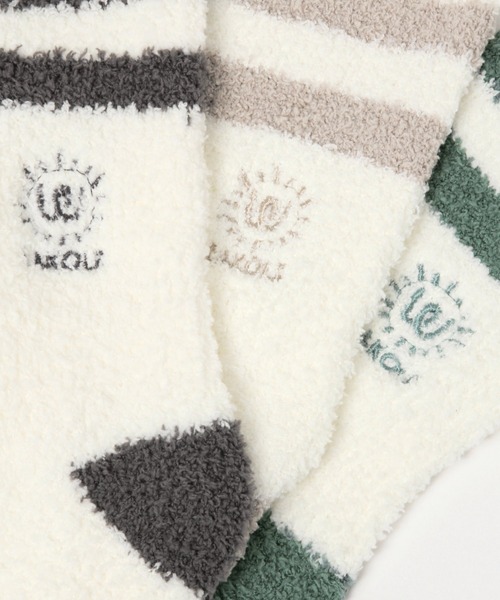 LAKOLE(ラコレ)の「ライン柄ショートルームソックス / 216586(ソックス/靴下・レディース・ベージュ/ピンク/グリーン/チャコール・MEDIUM/LARGE)」の5枚目の写真