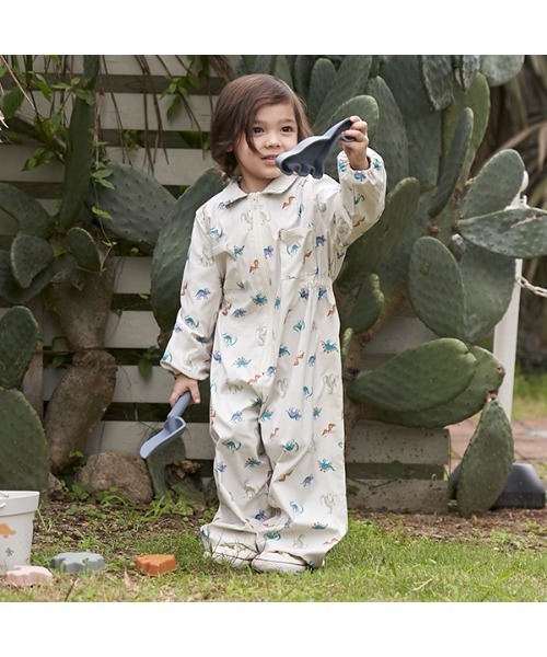 petit main（プティマイン）の「総柄プレイウェア（つなぎ/オールインワン・キッズ・ライトカーキ/キナリ・S/M）」の2枚目の写真