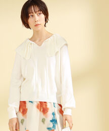 Ray BEAMS | Ray BEAMS / フリル ビッグカラー プルオーバー(ニット/セーター)