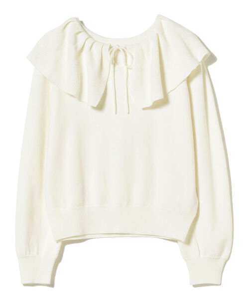 Ray BEAMS(レイビームス)の「Ray BEAMS / フリル ビッグカラー プルオーバー(ニット/セーター・レディース・ブラック/オフホワイト・ONE SIZE)」の13枚目の写真