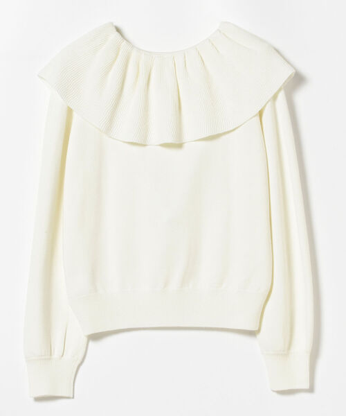 Ray BEAMS(レイビームス)の「Ray BEAMS / フリル ビッグカラー プルオーバー(ニット/セーター・レディース・ブラック/オフホワイト・ONE SIZE)」の16枚目の写真