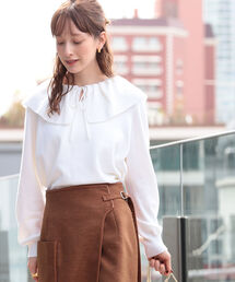 Ray BEAMS | Ray BEAMS / フリル ビッグカラー プルオーバー(ニット/セーター)