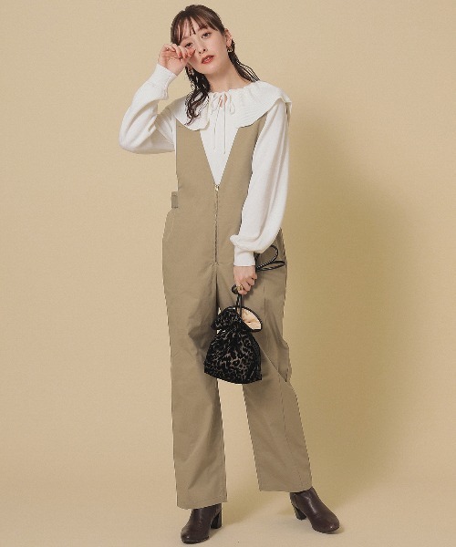 Ray BEAMS(レイビームス)の「Ray BEAMS / フリル ビッグカラー プルオーバー(ニット/セーター・レディース・ブラック/オフホワイト・ONE SIZE)」の19枚目の写真