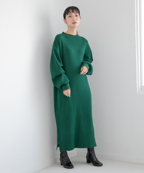 LOWRYS FARM（ローリーズファーム）の「ニットボトルネックワンピース　216033（ワンピース・レディース・アイボリー/ブラウン/ブラック/グリーン・FREE）」の4枚目の写真