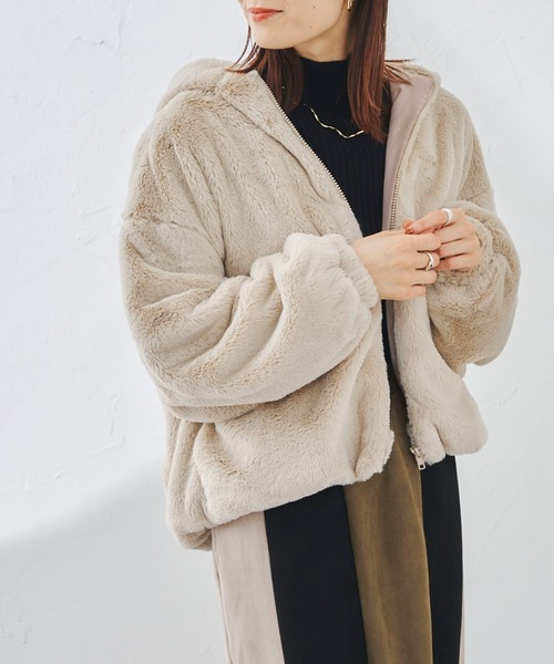 prose verse（プロズヴェール）の「《ZOZO限定》エコファーパーカー（ブルゾン・レディース・ブラウン/モカ/グレイッシュベージュ・MEDIUM）」の3枚目の写真