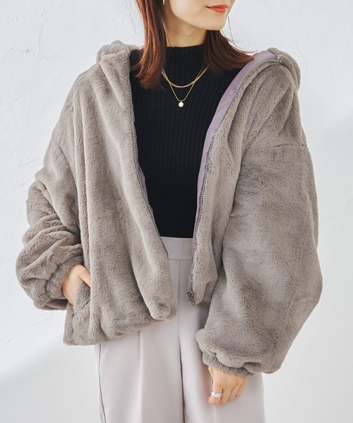 prose verse（プロズヴェール）の「《ZOZO限定》エコファーパーカー（ブルゾン・レディース・ブラウン/モカ/グレイッシュベージュ・MEDIUM）」の2枚目の写真