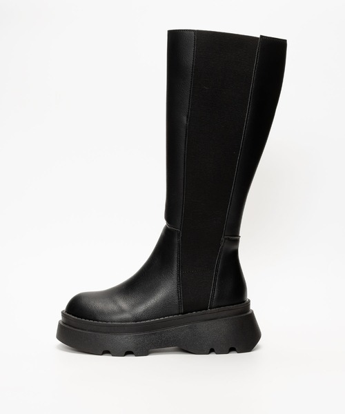 SVEC（シュベック）の「ボリュームライトソール サイドゴア 厚底 ニーハイブーツ（ブーツ・レディース・ブラック・36/38/37/35/39）」の12枚目の写真