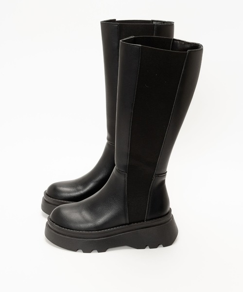 SVEC（シュベック）の「ボリュームライトソール サイドゴア 厚底 ニーハイブーツ（ブーツ・レディース・ブラック・36/38/37/35/39）」の8枚目の写真