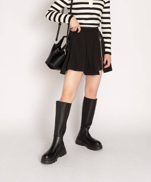 SVEC（シュベック）の「ボリュームライトソール サイドゴア 厚底 ニーハイブーツ（ブーツ・レディース・ブラック・36/38/37/35/39）」の3枚目の写真