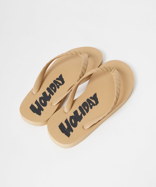 HOLIDAY(ホリデイ)の「GENBEI BEACH SANDALS (HOLIDAY) げんべいビーチサンダル (ホリデイ)(サンダル・レディース・ベージュ/オレンジ/イエロー/ブラック・24/23/27/25/26)」の2枚目の写真