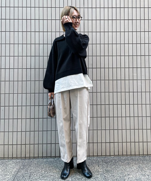 feepur（フェピュール）の「フェイクレザーストレートパンツ（その他パンツ・レディース・ブラック/アイボリー・MEDIUM）」の18枚目の写真