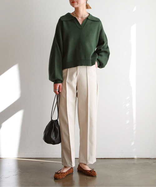 feepur（フェピュール）の「フェイクレザーストレートパンツ（その他パンツ・レディース・ブラック/アイボリー・MEDIUM）」の10枚目の写真