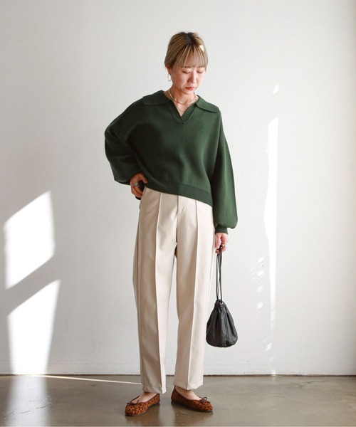 feepur（フェピュール）の「フェイクレザーストレートパンツ（その他パンツ・レディース・ブラック/アイボリー・MEDIUM）」の9枚目の写真