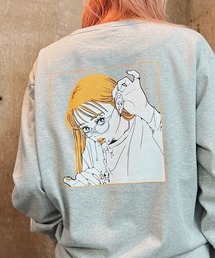 【ROOPTOKYO限定】FRUIT OF THE LOOM/フルーツオブザルーム×Nah 描き下ろしイラスト ツートーン ロンT ビッグシルエット バックプリント 限定品