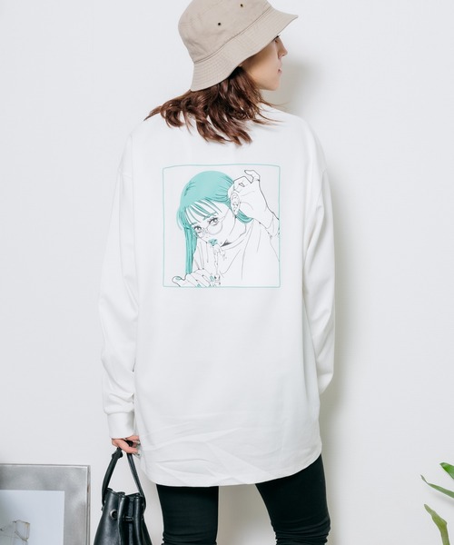 FRUIT OF THE LOOM(フルーツオブザルーム)の「【ROOPTOKYO限定】FRUIT OF THE LOOM/フルーツオブザルーム×Nah 描き下ろしイラスト ツートーン ロンT ビッグシルエット バックプリント 限定品(Tシャツ/カットソー・レディース・グレー/ホワイト/ブラック・XL/M/L)」の19枚目の写真