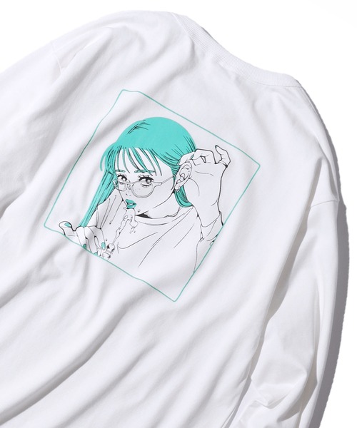 FRUIT OF THE LOOM(フルーツオブザルーム)の「【ROOPTOKYO限定】FRUIT OF THE LOOM/フルーツオブザルーム×Nah 描き下ろしイラスト ツートーン ロンT ビッグシルエット バックプリント 限定品(Tシャツ/カットソー・レディース・グレー/ホワイト/ブラック・XL/M/L)」の11枚目の写真