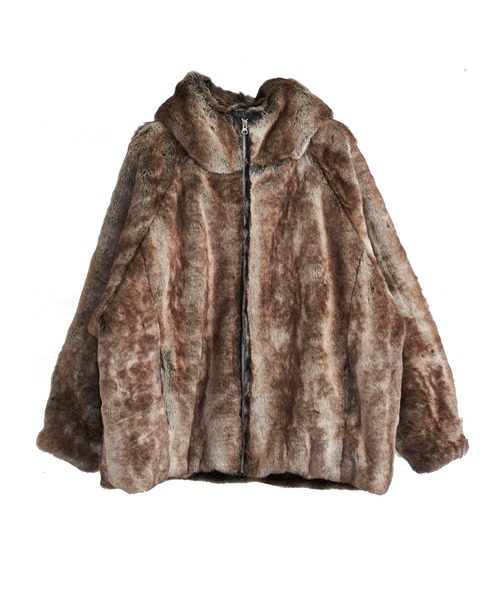 NO ID.（ノーアイディ）の「【NO ID.】Eco Fur Zip Hooded Blouson / エコファー ジップ フーデッド ブルゾン（その他アウター・メンズ・ベージュ/ブラウン・ONE SIZE）」の5枚目の写真