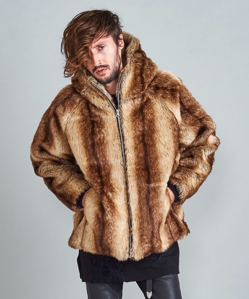 NO ID.（ノーアイディ）の「【NO ID.】Eco Fur Zip Hooded Blouson / エコファー ジップ フーデッド ブルゾン（その他アウター・メンズ・ベージュ/ブラウン・ONE SIZE）」の11枚目の写真