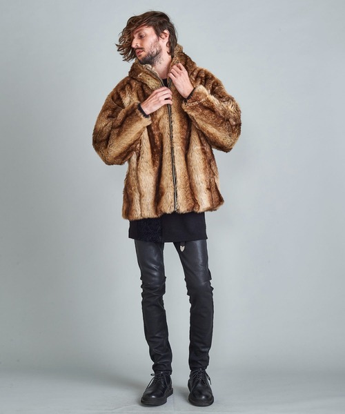 NO ID.（ノーアイディ）の「【NO ID.】Eco Fur Zip Hooded Blouson / エコファー ジップ フーデッド ブルゾン（その他アウター・メンズ・ベージュ/ブラウン・ONE SIZE）」の13枚目の写真