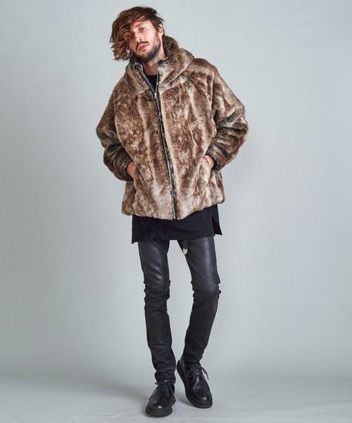 NO ID.（ノーアイディ）の「【NO ID.】Eco Fur Zip Hooded Blouson / エコファー ジップ フーデッド ブルゾン（その他アウター・メンズ・ベージュ/ブラウン・ONE SIZE）」の14枚目の写真