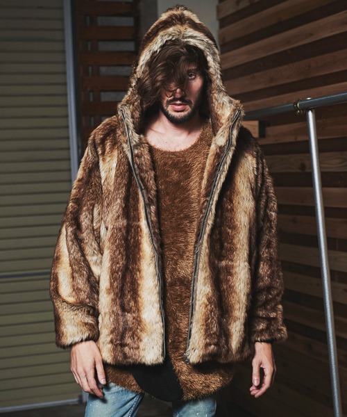 NO ID.（ノーアイディ）の「【NO ID.】Eco Fur Zip Hooded Blouson / エコファー ジップ フーデッド ブルゾン（その他アウター・メンズ・ベージュ/ブラウン・ONE SIZE）」の15枚目の写真