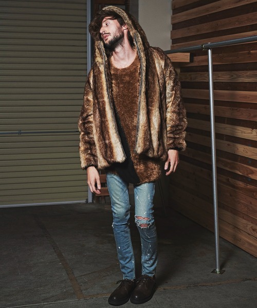 NO ID.（ノーアイディ）の「【NO ID.】Eco Fur Zip Hooded Blouson / エコファー ジップ フーデッド ブルゾン（その他アウター・メンズ・ベージュ/ブラウン・ONE SIZE）」の16枚目の写真