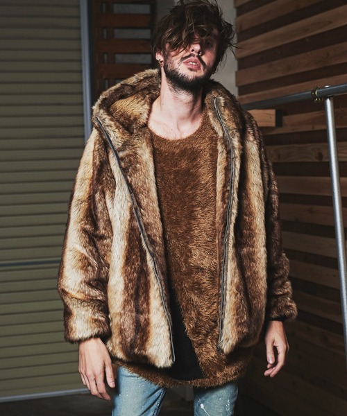 NO ID.（ノーアイディ）の「【NO ID.】Eco Fur Zip Hooded Blouson / エコファー ジップ フーデッド ブルゾン（その他アウター・メンズ・ベージュ/ブラウン・ONE SIZE）」の17枚目の写真