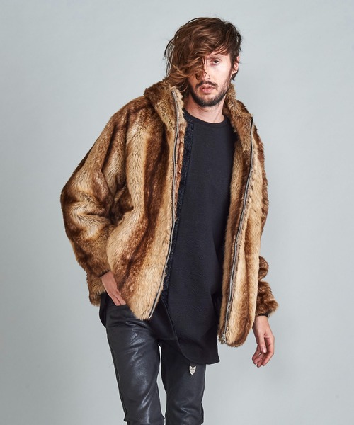 NO ID.（ノーアイディ）の「【NO ID.】Eco Fur Zip Hooded Blouson / エコファー ジップ フーデッド ブルゾン（その他アウター・メンズ・ベージュ/ブラウン・ONE SIZE）」の19枚目の写真