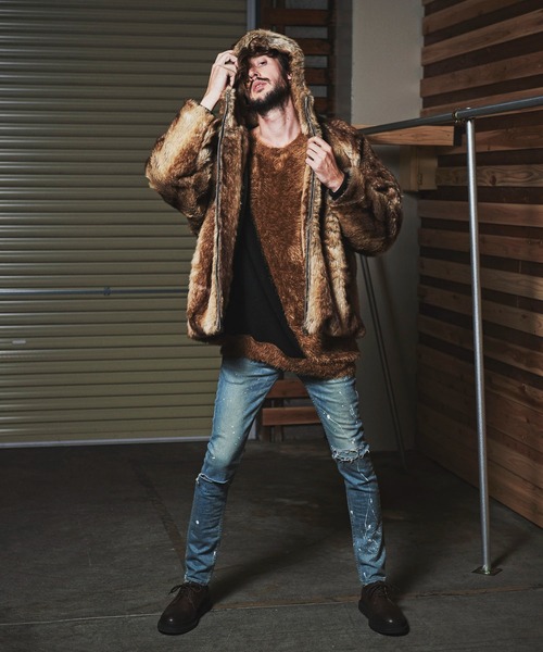 NO ID.（ノーアイディ）の「【NO ID.】Eco Fur Zip Hooded Blouson / エコファー ジップ フーデッド ブルゾン（その他アウター・メンズ・ベージュ/ブラウン・ONE SIZE）」の22枚目の写真