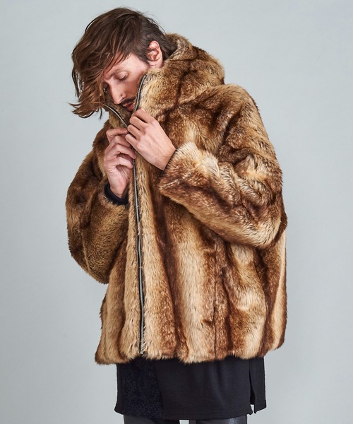 NO ID.】Eco Fur Zip Hooded Blouson / エコファー ジップ フーデッド 