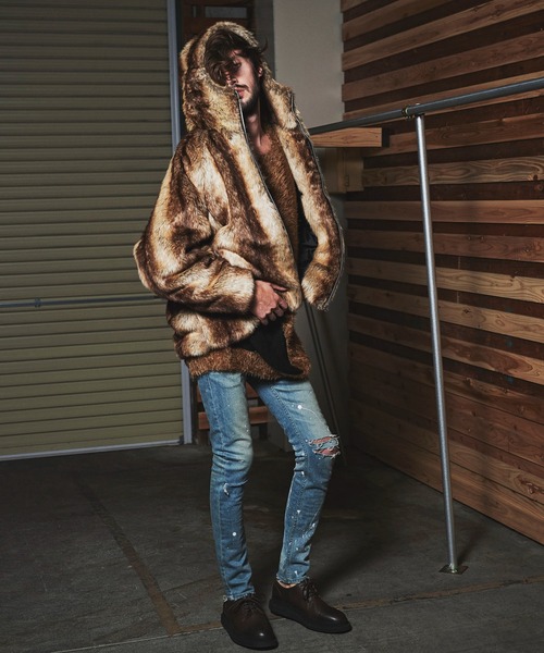 NO ID.】Eco Fur Zip Hooded Blouson / エコファー ジップ フーデッド 