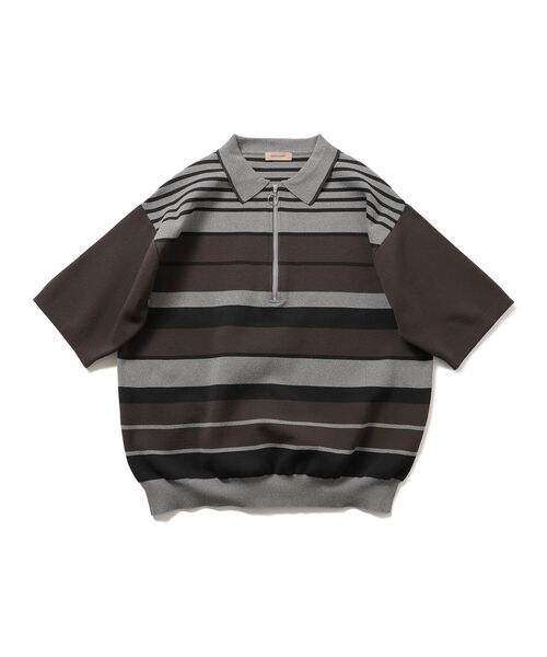 BEAMS LIGHTS(ビームスライツ)の「BEAMS LIGHTS / ミラノリブ ボーダー ポロシャツ(ポロシャツ・メンズ・ダークグリーン/グレー・SMALL/MEDIUM/LARGE)」の4枚目の写真