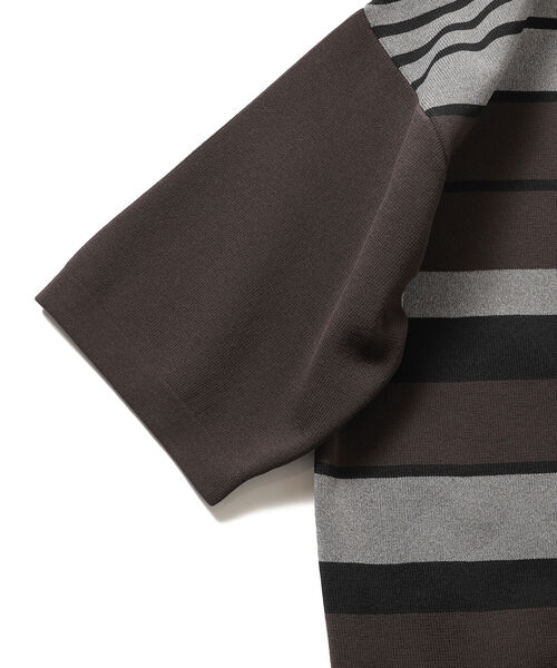 BEAMS LIGHTS(ビームスライツ)の「BEAMS LIGHTS / ミラノリブ ボーダー ポロシャツ(ポロシャツ・メンズ・ダークグリーン/グレー・SMALL/MEDIUM/LARGE)」の6枚目の写真