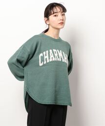 カレッジロゴラウンドニットトップス[C5852]