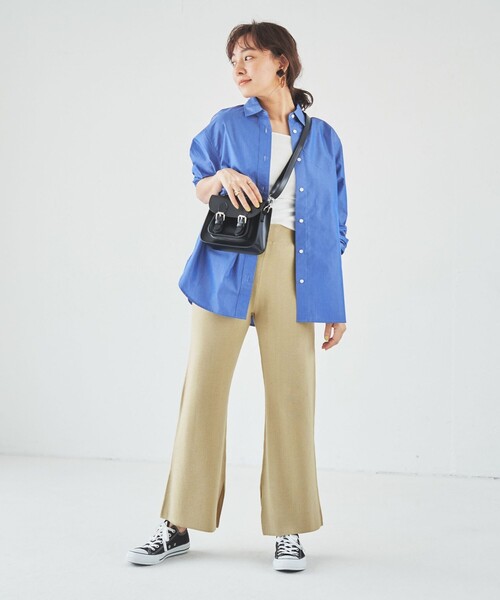 coen(コーエン)の「ハーフミラノニットセミフレアパンツ(セットアップ対応可能)(その他パンツ・レディース・ベージュ/ネイビー/オフホワイト・LARGE/MEDIUM)」の8枚目の写真