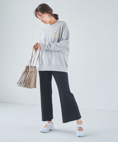 coen(コーエン)の「ハーフミラノニットセミフレアパンツ(セットアップ対応可能)(その他パンツ・レディース・ベージュ/ネイビー/オフホワイト・LARGE/MEDIUM)」の10枚目の写真